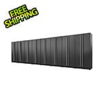 Proslat 8-Piece Mat Black Tall Garage Cabinet Set with Silver Handles