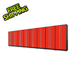 Proslat 8-Piece Glossy Red Tall Garage Cabinet Set with Silver Handles