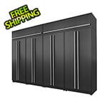 Proslat Fusion Plus 6-Piece Mat Black Extra Tall Garage Cabinet Set with Silver Handles