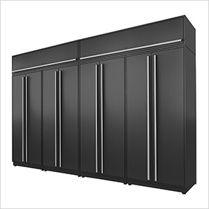 6-Piece Mat Black Extra Tall Garage Cabinet Set with Silver Handles