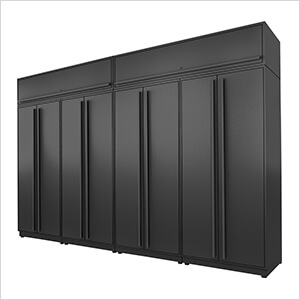 6-Piece Mat Black Extra Tall Garage Cabinet Set with Black Handles