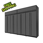 Proslat 6-Piece Glossy Grey Extra Tall Garage Cabinet Set with Black Handles