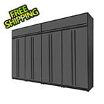 Proslat Garage Cabinets 6-Piece Glossy Grey Extra Tall Garage Cabinet Set with Black Handles