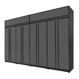 6-Piece Glossy Grey Extra Tall Garage Cabinet Set with Black Handles