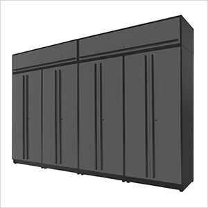 6-Piece Glossy Grey Extra Tall Garage Cabinet Set with Black Handles