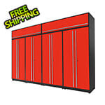 Proslat 6-Piece Glossy Red Extra Tall Garage Cabinet Set with Silver Handles
