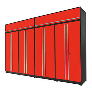 6-Piece Glossy Red Extra Tall Garage Cabinet Set with Silver Handles