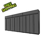 Proslat 9-Piece Glossy Grey Extra Tall Garage Cabinet Set with Black Handles