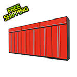 Proslat 9-Piece Glossy Red Extra Tall Garage Cabinet Set with Silver Handles