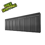 Proslat Fusion Plus 12-Piece Mat Black Extra Tall Garage Cabinet Set with Silver Handles