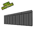 Proslat 12-Piece Glossy Grey Extra Tall Garage Cabinet Set with Black Handles