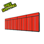 Proslat 12-Piece Glossy Red Extra Tall Garage Cabinet Set with Silver Handles