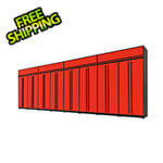 Proslat 12-Piece Glossy Red Extra Tall Garage Cabinet Set with Black Handles
