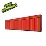 Proslat 15-Piece Glossy Red Extra Tall Garage Cabinet Set with Silver Handles