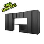 Proslat 6-Piece Mat Black Cabinet Set with Black Handles and Powder Coated Worktop