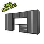 Proslat 6-Piece Glossy Grey Cabinet Set with Silver Handles and Powder Coated Worktop