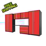 Proslat 6-Piece Glossy Red Cabinet Set with Silver Handles and Powder Coated Worktop