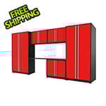 Proslat 6-Piece Glossy Red Cabinet Set with Silver Handles and Powder Coated Worktop