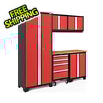 NewAge Garage Cabinets BOLD Series Red 6-Piece Set with Bamboo Top