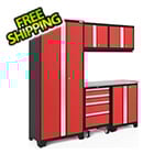NewAge Garage Cabinets BOLD Series Red 6-Piece Set with Stainless Steel Top