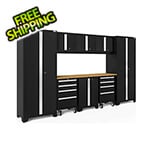 NewAge Products BOLD Series Black 9-Piece Cabinet Set with Bamboo Top