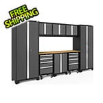 NewAge Garage Cabinets BOLD Series 3.0 Grey 9-Piece Set with Bamboo Top