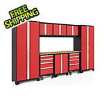 NewAge Garage Cabinets BOLD Series 3.0 Red 9-Piece Set with Bamboo Top