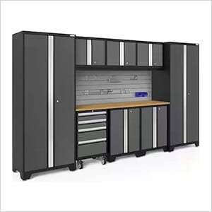 BOLD Series 3.0 Grey 9-Piece Set with Bamboo Top, Backsplash and Hook Kit