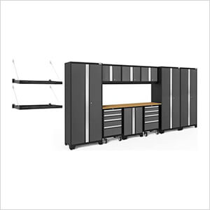 BOLD Series 3.0 Grey 12-Piece Set with Bamboo Top and Wall Mounted Shelves
