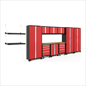 BOLD Series Red 12-Piece Set with Bamboo Top and Wall Mounted Shelves