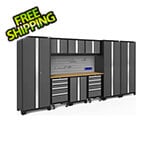 NewAge Garage Cabinets BOLD Series 3.0 Grey 10-Piece Set with Bamboo Top, Backsplash and Hook Kit