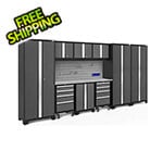 NewAge Garage Cabinets BOLD Series 3.0 Grey 10-Piece Set with Stainless Steel Top, Backsplash and Hook Kit