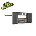 NewAge Garage Cabinets BOLD 3.0 Grey 7-Piece Project Center Set with Bamboo Top and Wall Shelf