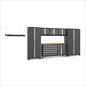 BOLD 3.0 Grey 7-Piece Project Center Set with Bamboo Top and Wall Shelf