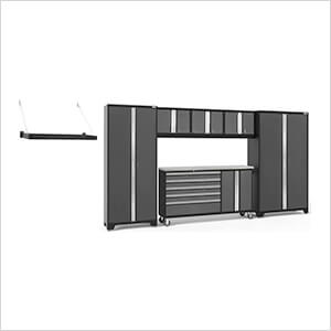 BOLD Grey 7-Piece Project Center Set with Stainless Top and Wall Shelf