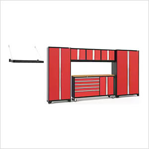 BOLD 3.0 Red 7-Piece Project Center Set with Bamboo Top and Wall Shelf