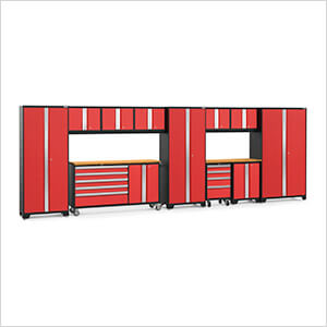 BOLD Red 12-Piece Project Center Set with Bamboo Top