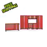 NewAge Garage Cabinets BOLD Red 8-Piece Project Center Set with Bamboo Top