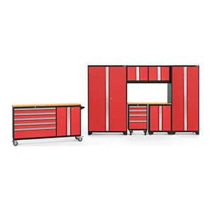 BOLD 3.0 Red 8-Piece Project Center Set with Bamboo Top