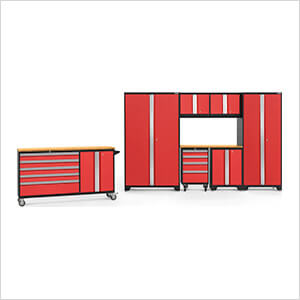 BOLD Red 8-Piece Project Center Set with Bamboo Top