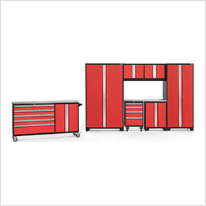 BOLD Red 8-Piece Project Center Set with Stainless Steel Top