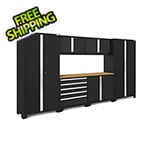 NewAge Garage Cabinets BOLD Series Extra-Wide Black 7-Piece Set with Bamboo Top
