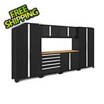 NewAge Products BOLD Series Extra-Wide Black 7-Piece Cabinet Set with Bamboo Top