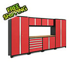 NewAge Garage Cabinets BOLD Series Extra-Wide Red 7-Piece Set with Bamboo Top