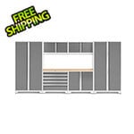 NewAge Garage Cabinets BOLD Series Extra-Wide White 7-Piece Set with Bamboo Top