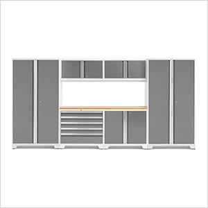 BOLD Series Extra-Wide White 7-Piece Set with Bamboo Top