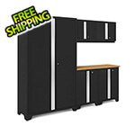 NewAge Garage Cabinets BOLD Series Black 6-Piece Set with Bamboo Top and 48 in. RTA Locker