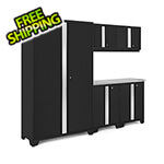 NewAge Garage Cabinets BOLD Series Black 6-Piece Set with Stainless Steel Top and 48 in. RTA Locker
