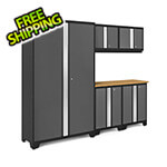 NewAge Garage Cabinets BOLD Series Grey 6-Piece Set with Bamboo Top and 48 in. RTA Locker