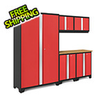 NewAge Garage Cabinets BOLD Series Red 6-Piece Set with Bamboo Top and 48 in. RTA Locker